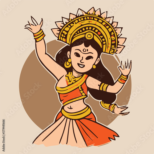 Vector traditional dancer cartoon vector illustration