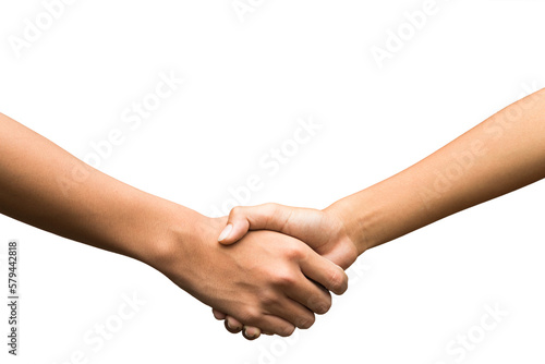 Shaking hands  isolated on white.