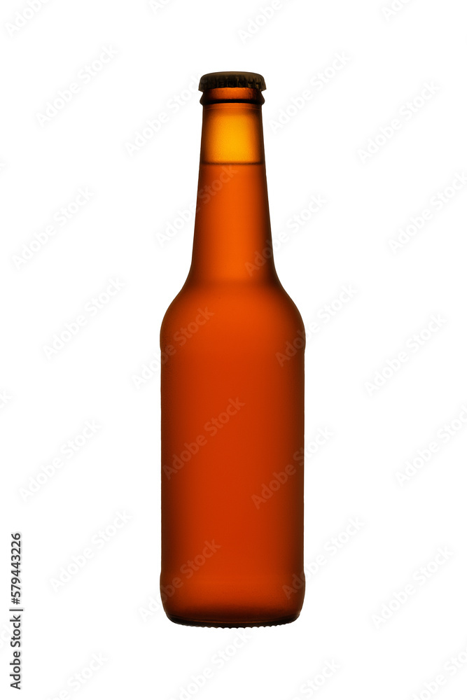 Cold bottle of beer. packshot. on a white background Cold bottle of beer. packshot. on a white background