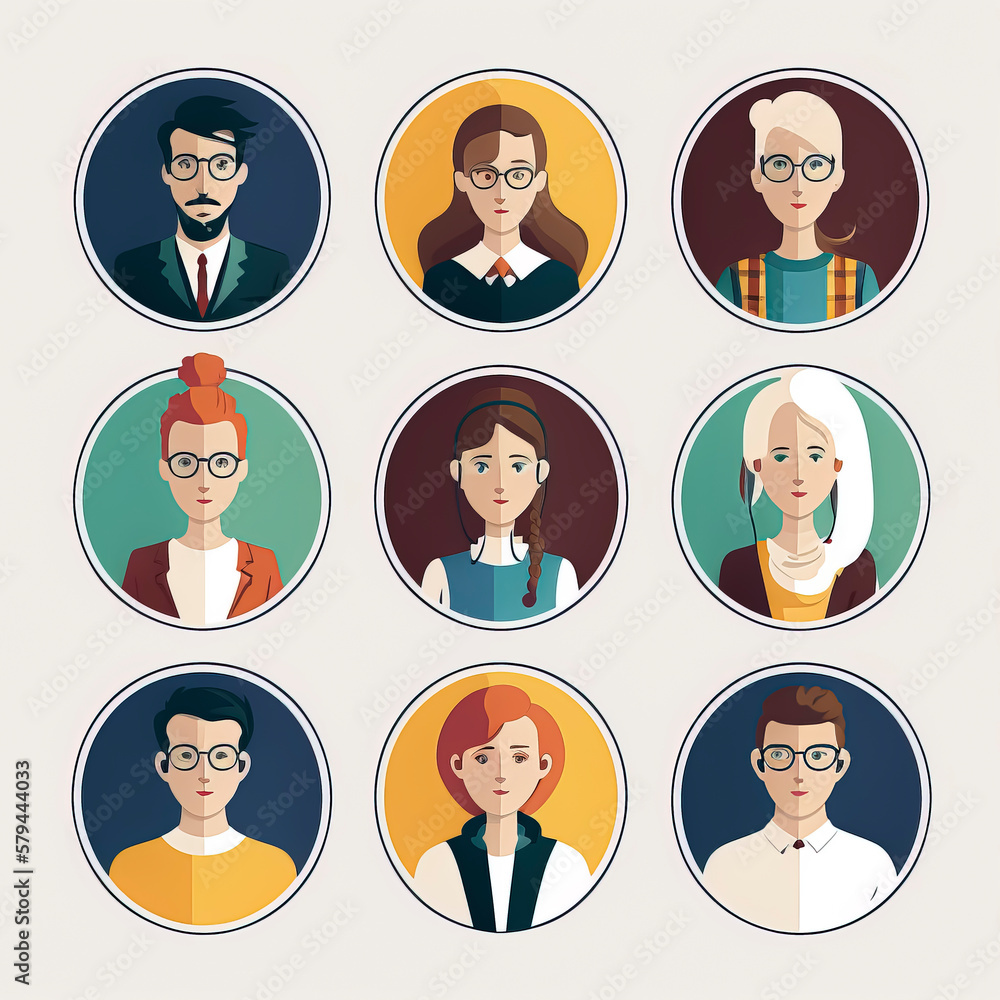 User Avatar Illustration: A Diverse Collection of Profile Icons Depicting People of Different Ages, Ethnicities, and Professions created with Generative AI technology User Avatar Illustration: A Diverse Collection of Profile Icons Depicting People of Different Ages, Ethnicities, and Professions created with Generative AI technology