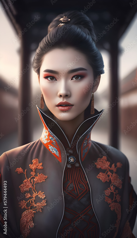 Illustration of a portrait of an Asian girl using AI generative. Illustration of a portrait of an Asian girl using AI generative.