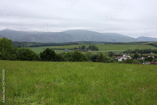 View of the countryside from King's seat hilltop - Clackmannan - Stirlingshire - Scotland - UK
