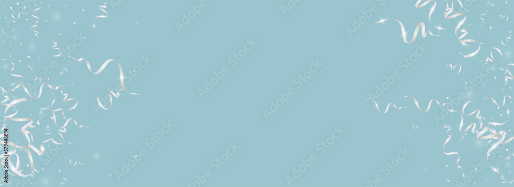 Foil Streamer Falling Vector Panoramic Blue Foil Streamer Falling Vector Panoramic Blue