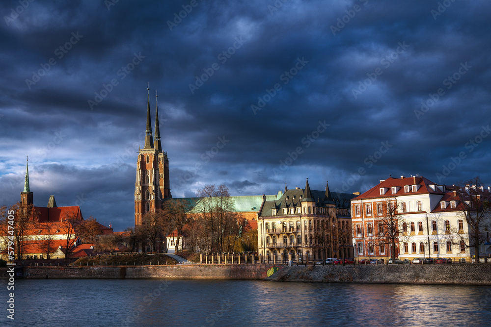 View of Cathedral Island .Wroclaw, Poland.