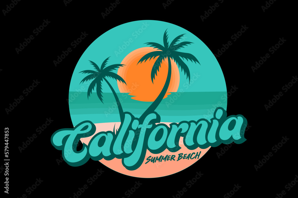 Naklejka premium Streetwear Graphic Design California Beach