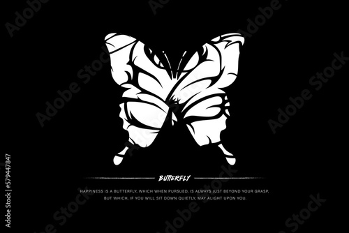Streetwear Graphic Design	Butterfly Black White
