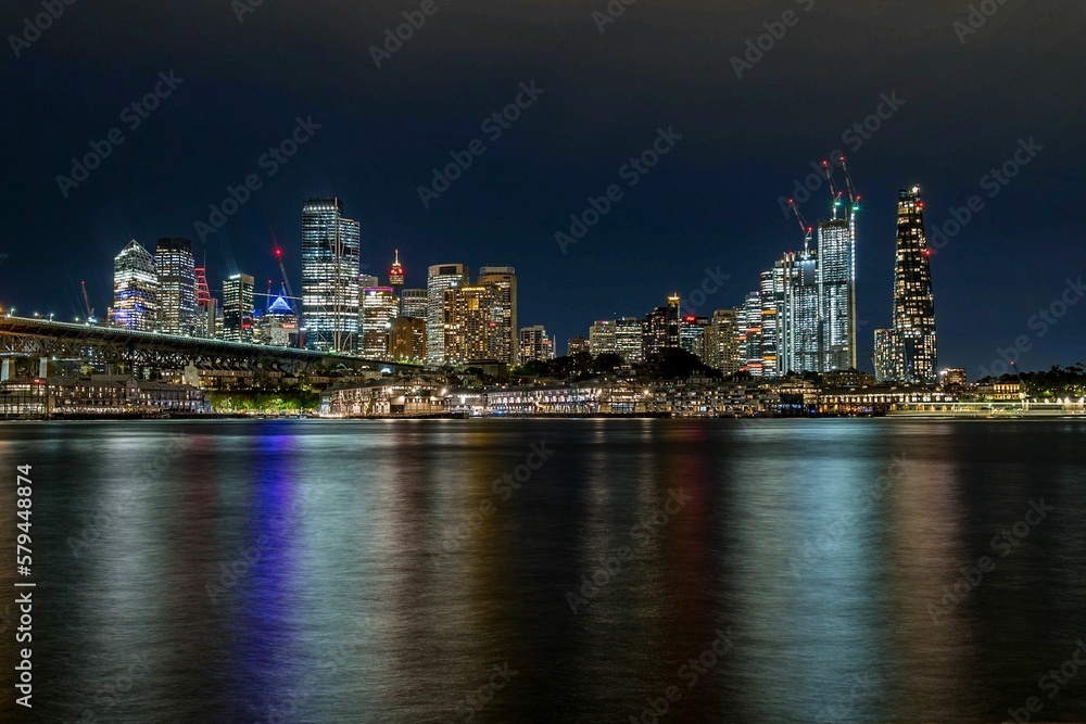 Beautiful view of Sydney skyscrapers at night Beautiful view of Sydney skyscrapers at night