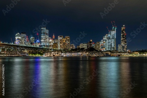 Beautiful view of Sydney skyscrapers at night