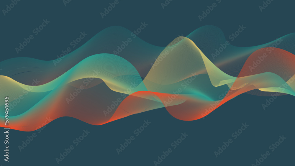 Fototapeta premium abstract colorful wave background in dark color.