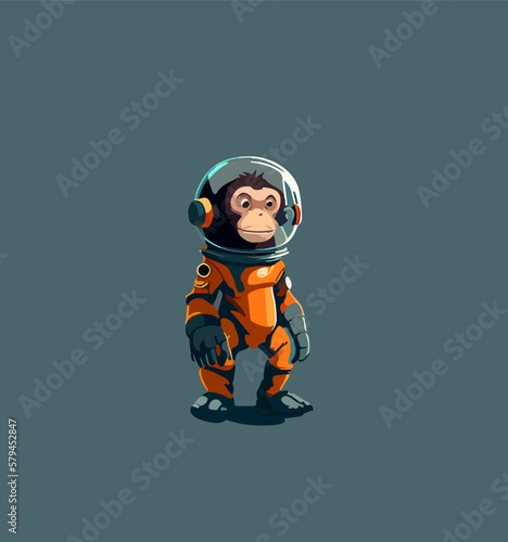 Cartoon vector illustration of a monkey in a spacesuit