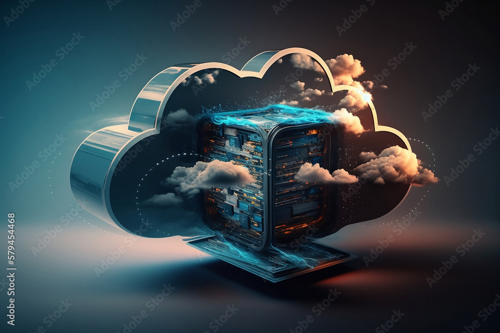 Cloud computing technology server concept. Generative AI.