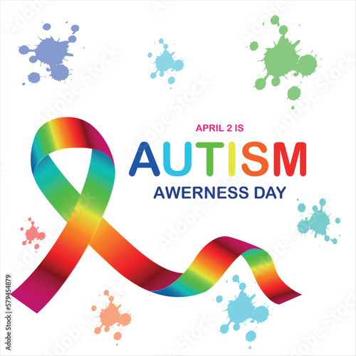 World Autism Day with Colorful Ribbon
illustration, banner or poster of World autism awareness day.