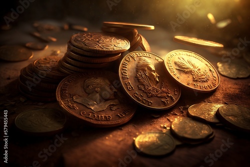 Münze, Gold und Währung - Generative AI