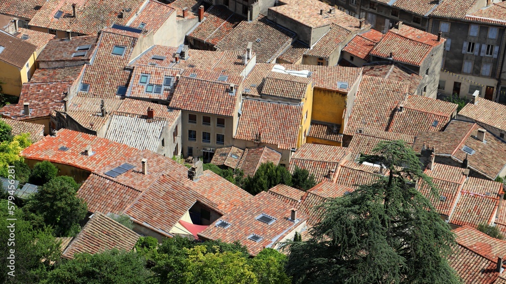 Aerial view of old Lyon on a sunny day, in France