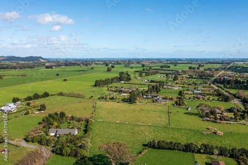 Rural land and farms to the east of Levin in Horowhenua in New Zealand © Philip Armitage/Wirestock Creators