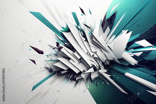 Polygon Struktur - weißer Hintergrund mit Farbe - Generative AI