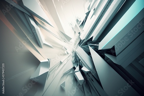 Polygon Struktur - weißer Hintergrund mit Farbe - Generative AI