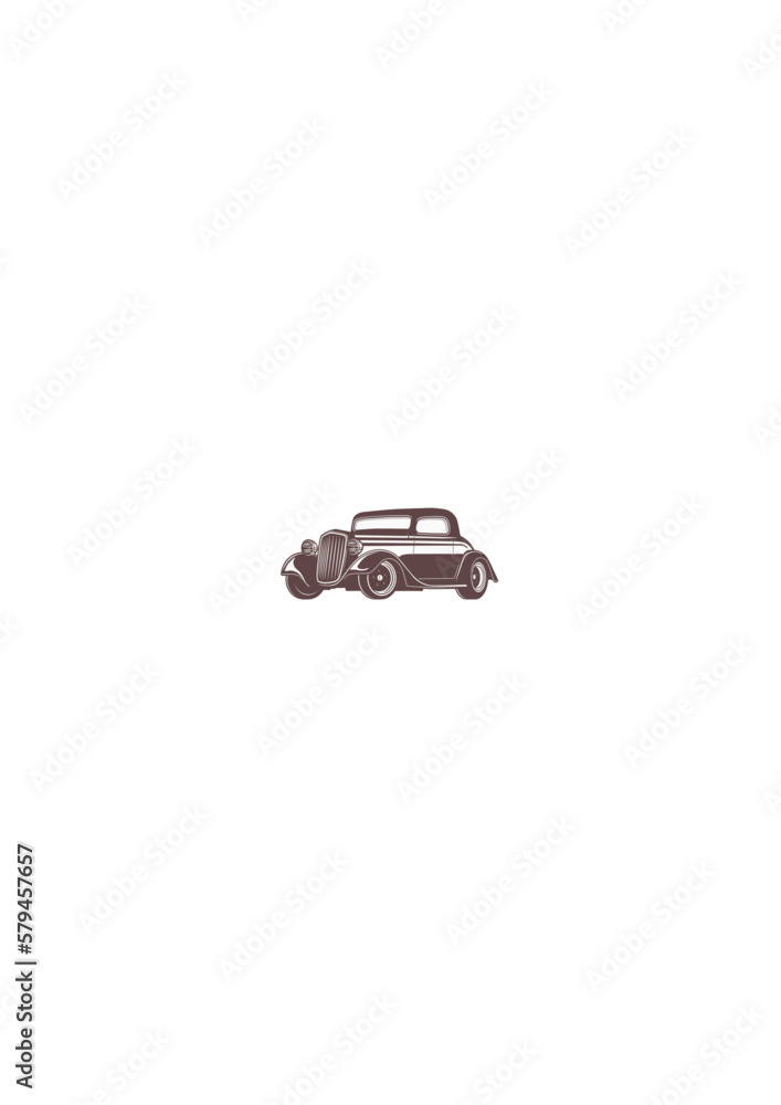 hand drawn Classic Vintage Old hotrod car logo illustration icon