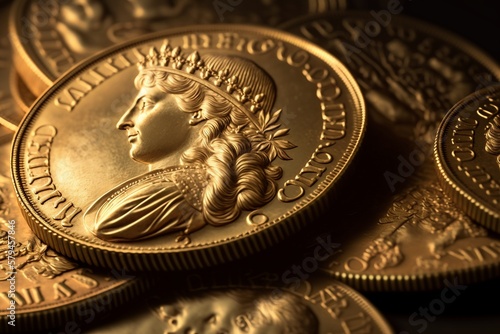 Münze, Gold und Währung - Generative AI