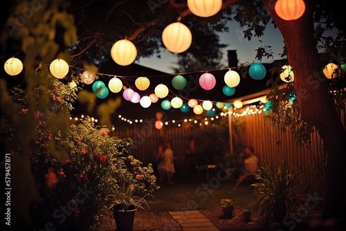 Wallpaper Mural illustration, lights for summer party decorations, ai generative Torontodigital.ca