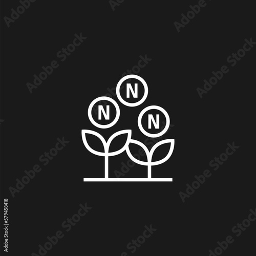 Nitrate fertilizers. Add to soil for plant growth. Mineral and nutrient. Isolated vector illustration on black