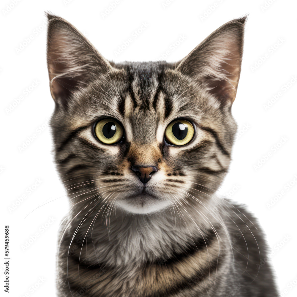 Cat isolated on white, transparent background, PNG, generative ai
