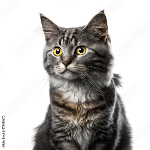 Cat isolated on white, transparent background, PNG, generative ai 