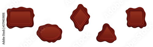 Stamp Red Wax Seal for Close Letter and Document Vector Set