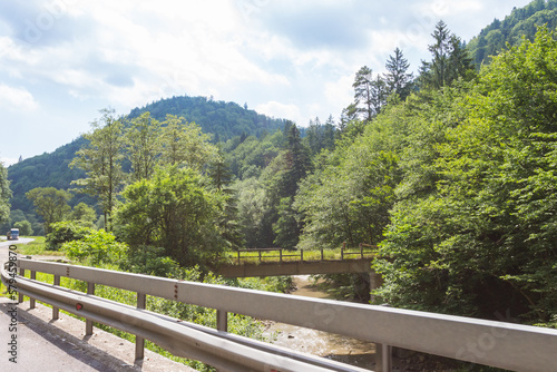 Beautiful view of the road in the mountains. Summer landscape.