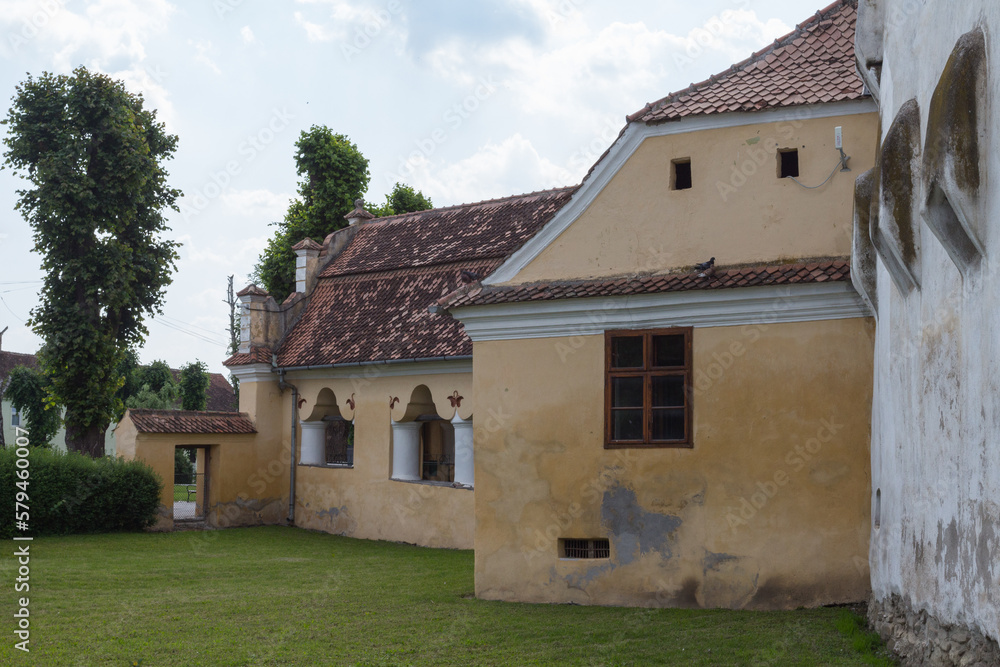 The walls of the historical Church-fortress in the city of Prejmer. Transylvania. Romania