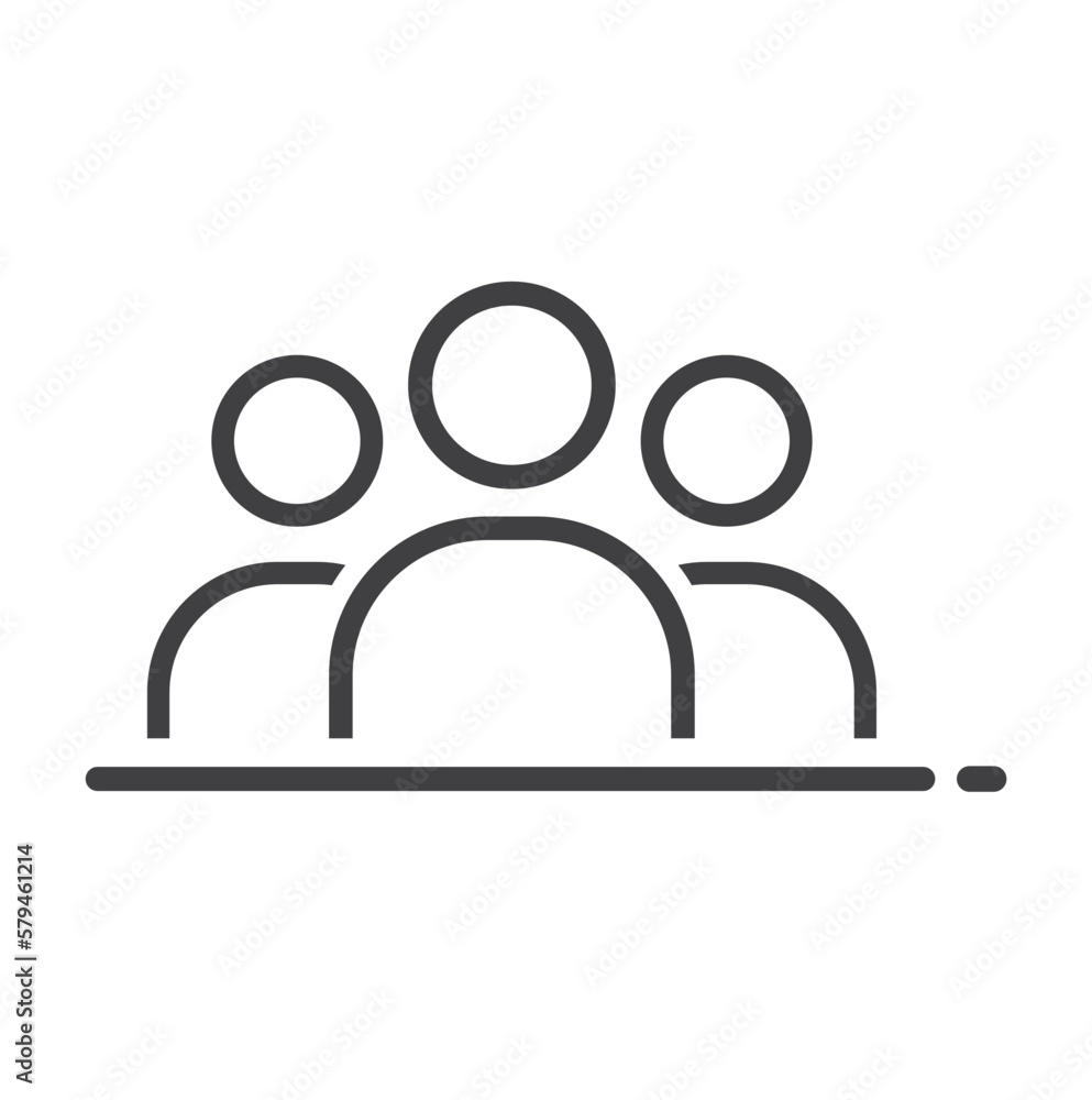 Three people - line black icon vector. Three people - line black icon vector.
