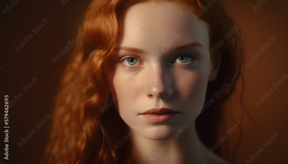 Fototapeta premium beautiful red-haired woman photo session in the studio