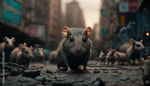 Tableau sur toile rat plague, lot of rats, bunch of rats, rats in metro, rats invasion, invasion of rats, plague infestation, rodent invasion
