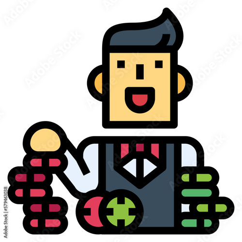 croupier filled outline icon style