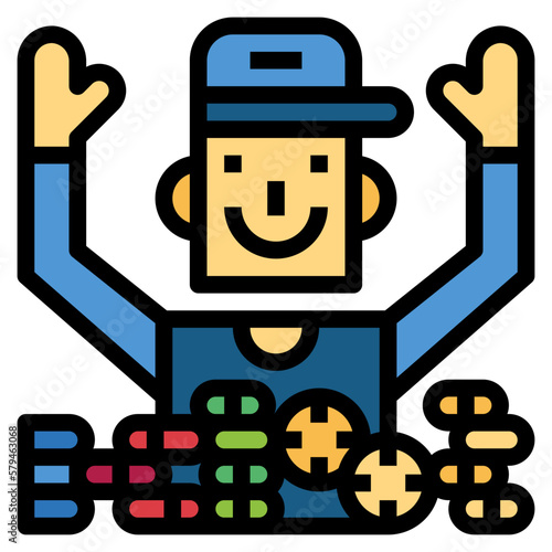 gambler filled outline icon style