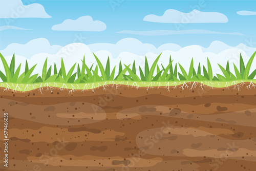 soil and grass against blue sky- vector illustration