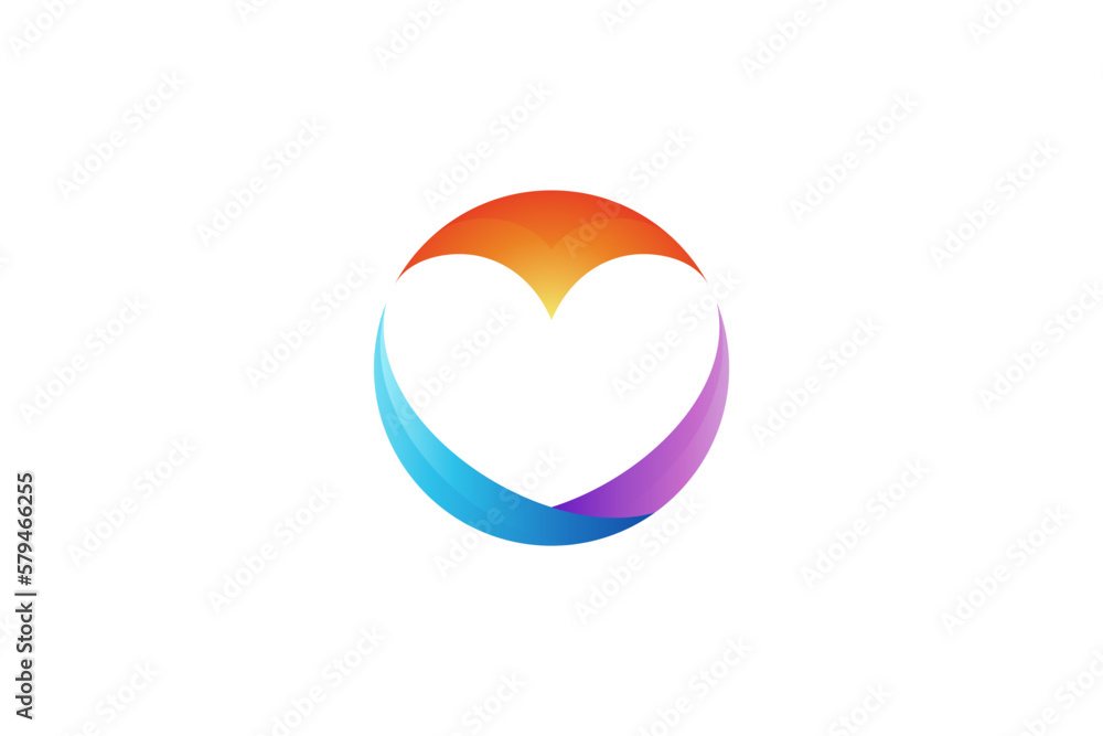 heart logo design in circle frame heart logo design in circle frame