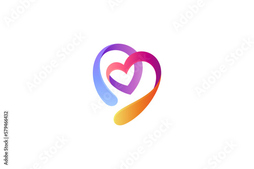 Abstract heart or love logo in multiple gradient color