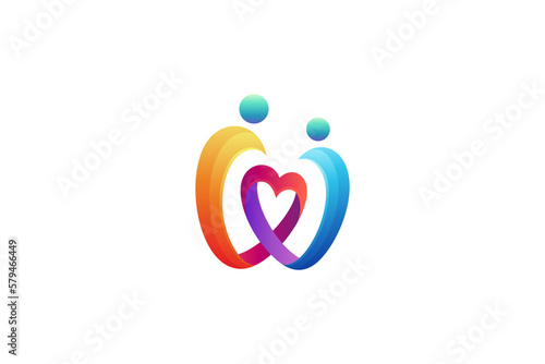 letter w with heart shape logo for people love, care and wellness