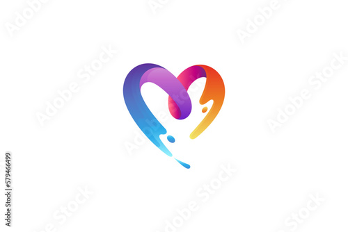 heart wave logo vector with splash effect in colorful design