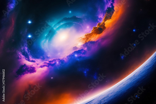 Cosmic nebula background  Galaxy with colorful nebula  shiny stars and heavy clouds  highly detailed  AI generated Image