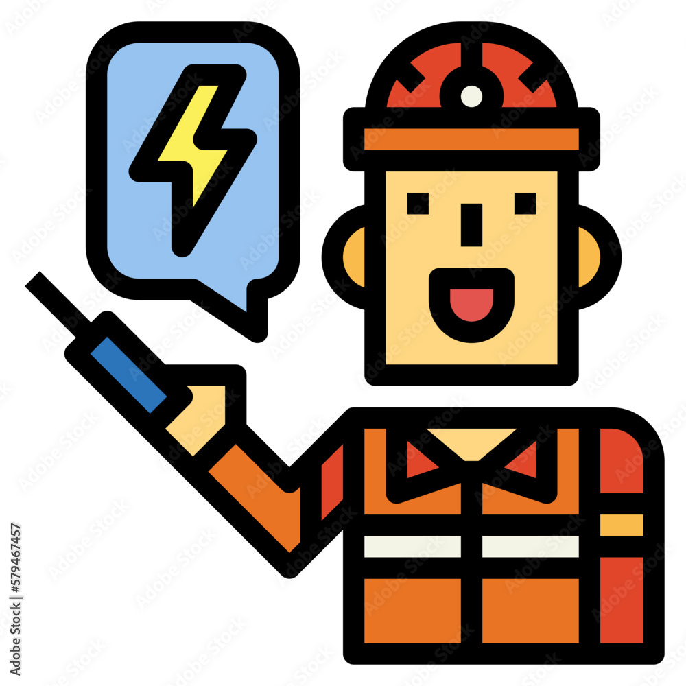 electrician filled outline icon style electrician filled outline icon style