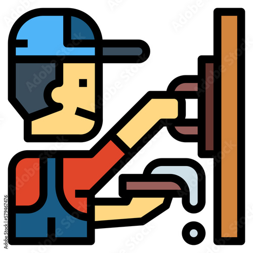 plasterer filled outline icon style