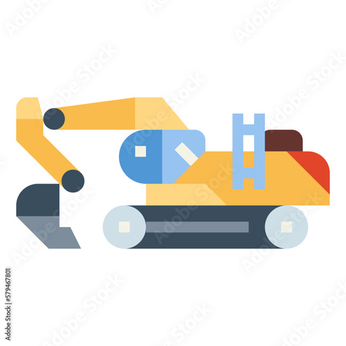 backhoe flat icon style