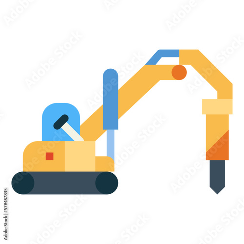 hydraulic jackhammer flat icon style