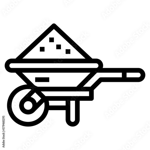 wheelbarrow line icon style