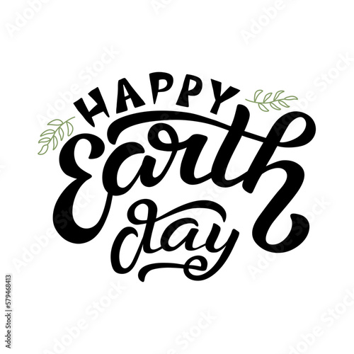 Hand drawn vector illustration with color lettering on textured background Happy Earth Day for billboard  advertising  decoration  poster  design  info message  poster  print  template  bag  cover