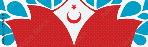 Red Moon star icon and tulip, sun patterns. Turkish patterns in vector illustration.