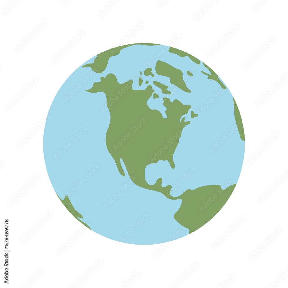 Globe world map. Planet earth flat vector illustration. Doodle map with continents and oceans. Globe world map. Planet earth flat vector illustration. Doodle map with continents and oceans.