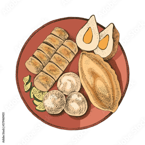 Pempek or egg stuffed fish cake
